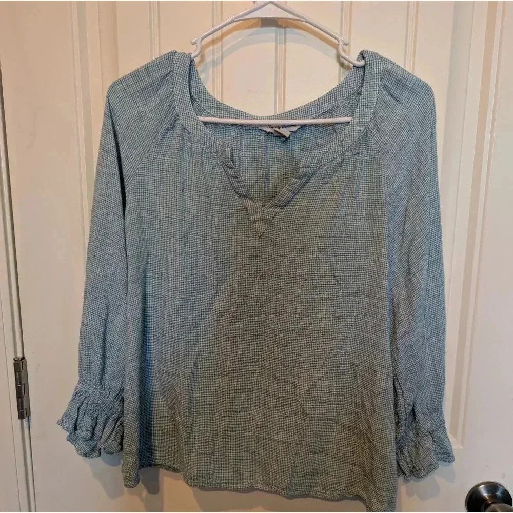 Tommy Bahama Montauk Gingham Top Women's Green large